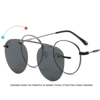 Dvojno Objektiv Polarizirana Sončna Očala Ženske Blagovne Znamke Design Retro Okrogla Sončna Očala Moških Posnetki Jasno Očala Magnet Okvir Vožnje Očala