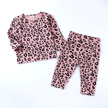Facejoyous 1-6y Jeseni Malčka Otroci Baby Boy, Girl Obleke, Kompleti Long Sleeve Majica Hlače Hlače Leopard Tiskanja Obleke