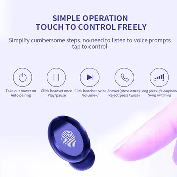 FDGAO Brezžične Bluetooth Slušalke TWS Mini Slušalke Z Mikrofonom Šport Headste Stereo Bas šumov Slušalke Slušalka