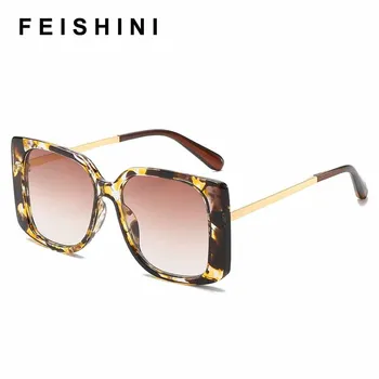 Feishini Star Pogodbeno Kakovosti sončna Očala Ženske Prevelik Kvadratnih UV Zaščito Dame Očala Moda Sonce Glassees Letnik