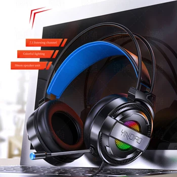 Gaming Slušalke Slušalke Z Mikrofonom Za PC Računalnik Profesionalni Igralec Slušalke Surround Zvok RGB Svetlobe