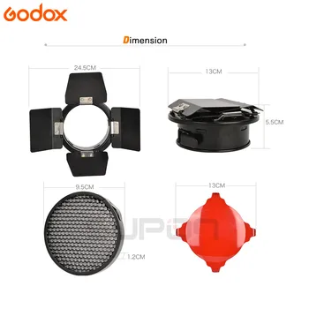 Godox BD-03 Skedenj Vrata Z Satja Mrežo in 4 Barvni filter Kompleti za Foto Studio Flash K-150 K-180 250SDI 300SDI E250