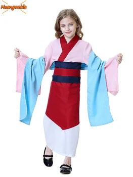 Haljo Mulan Obleke Otroci Kostumi, Pustne Kostume za Otroke Mulan Cosplay Anime Princesa Obleko Dekle Pustni Kostumi Film