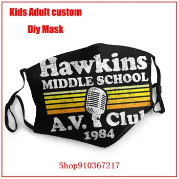 Hawkins Srednji Šoli A. V. Klub Neznancu, kar Bela mascarilla con filtro reutilizable usta masko za enkratno uporabo masko, masko stroj