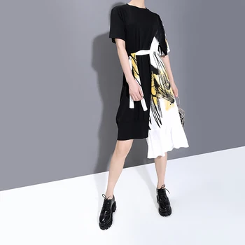 Hit Barve Design Ženska Stranka Stilsko Poletje Črna Mozaik Obleko & Sashes Ena Velikost Tiskane Midi Dekleta Priložnostne Obleke Haljo 6221