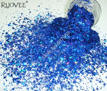 Holografski Laser Bleščice Mešani Kraljevsko Modra Barva Parcelo Paillette Spangle v Prahu Obliko za Nail Art Bleščice Obrti Dekoracijo