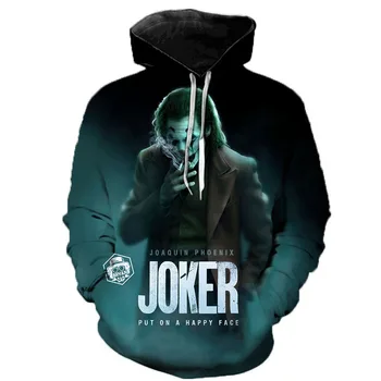 Horror Film Joker 3D Tiskanja Hoodie Smešno Puloverju Klovn Majica Hip Hop Sudadera Hombre Plašč Ulične Harajuku Hoodies