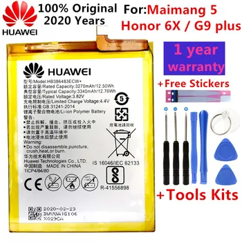 Huawei Originalne Baterije HB386483ECW+ 3340mAh za Huawei Maimang 5 / Čast 6X G9 plus MLA-AL00 MLA-AL10 Zamenjava Baterij