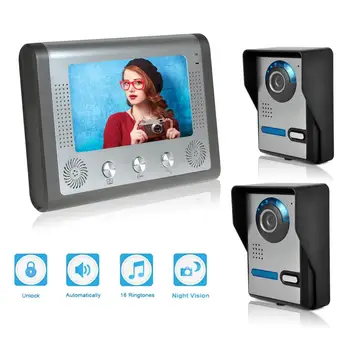 Interkom Zvonec 7-Palčni Barvni Video Vrata Telefon Sistem, Komplet z IR Kamero Doorphone Monitor Zvočnik