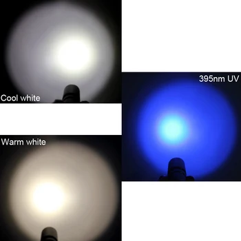 Iz nerjavečega Jekla, Mini XPE R5 LED Svetilko, Baklo 395nm UV Cool bela topla bela Svetloba 18650 LED Bliskavica, Jade test