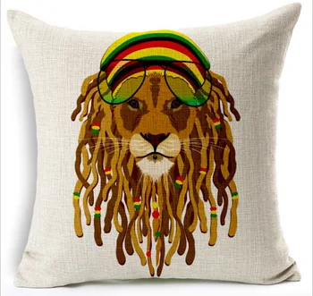 Jamajški Reggae Afriških Kraljev Slog Lev Umetnosti Slikarstva Toplo Blazino Vojne Kritje Massager Okrasne Blazine Doma Dekor Darilo