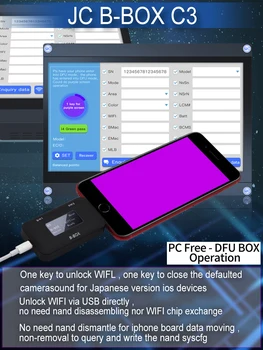 JC B-POLJE C3 DFU Orodje Windows DCSD Kabel Za IOS A7-A11 z Eno Tipko Vijolično Način za iPhone & iP*d Spremeniti NAND Syscfg Podatkov DFU POLJE