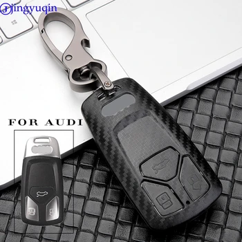 Jingyuqin Ogljikovih Avto Ključ Primeru Za Audi A1 A3 A4 A5 A6 A7 A8 V5 V7 TT TTS Smart Fob Zaščitnik Kritje Keychain Torba za Pribor