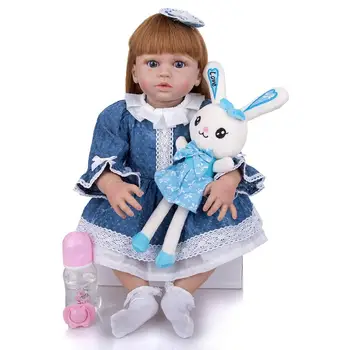 KEIUMI 23 Palčni Prerojeni Baby Doll Polni Silikona Telo Realne Dolge Lase Lepo Princeso Malčke Baby Doll Za Otroke Darilo za Rojstni dan