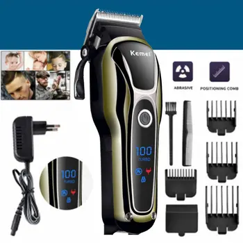 KEMEI lase clipper professional hair trimmer v lase clipper za moške električni brivnik LCD-zaslon pralni barber lase rezalnik
