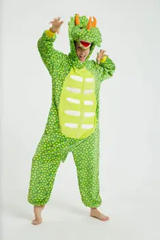 Kigurumi Onesies Moški ženske Cosplay halloween zeleni trikotnik zmaj Božično zabavo Pižamo Pižame kostumi pustni kostum