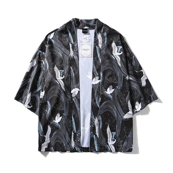Kimono Haori Literarni Yukata Moških Japonski Slog Obleke Kopalni Plašč Priložnostne Jopico Moški Plus Velikost Tradicionalno Ogrinjalo Svoboden Outwear Vrhovi