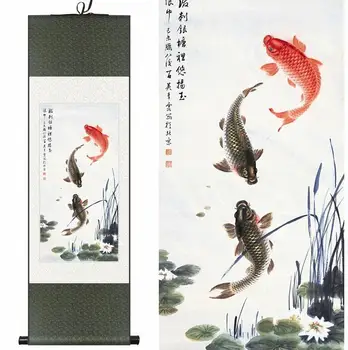 Kitajski tradicionalni Ribe barvanje Svile slikarstvo tradicionalni Kitajski umetnosti slikarstva siven ribe igranje umetnost slikarstvo