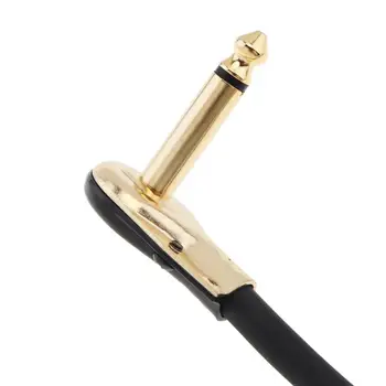 Kitaro Kabli 15 cm / 6inch Kitara Učinek Pedal Instrument Patch Kabel 1/4 inch 6.3 mm Zlato Desni Kotni Vtič Črno PVC Jakna