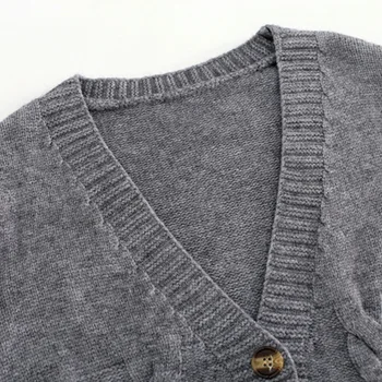 Kratek slog, visoka vitka slim plastičnih pulover ženske 2020 pomlad nov enotni-zapenjanje pletene cardigan twist majhne jakna