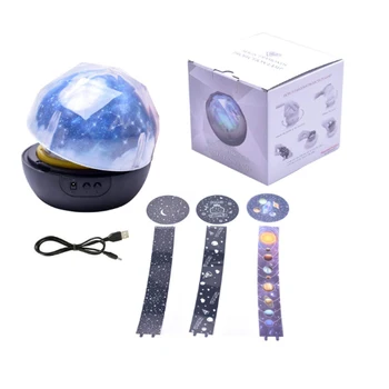 Led Nočna Lučka Otrok Svetilko, Baterijski Pogon Zvezdnato Nebo Magic Star Luna Planet Projektor Lučka Vesolja Vesolje Postelji Svetilko