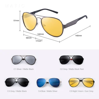 Letalski sončna Očala Rumena Anti-glare Nočna Vožnja Luksuzne blagovne Znamke Polarizirana Moških Retro sončna Očala Moški Črnega Okvirja UV400 MATIC