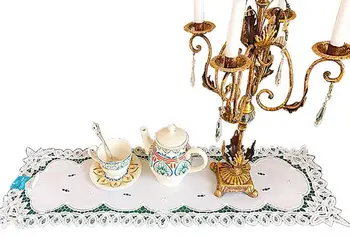 Luksuzni bele bombažne Vezenine, čipke posteljo Namizni Tekač krpo kritje jedilnico čaj aparat prtom kuhinja doma stranka Poroko dekor