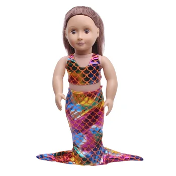 Lutka obleko Fancy barvita sirena rep Bikini kopalke dodatki fit 18 inch Dekle lutka in 43 cm baby doll c404