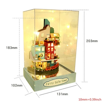 Lutke Miniaturni s Pohištvom, DIY Lesene Lutke Kit Plus Prah Dokaz , 1:24 Drobne Hiša Stavba Kit，(Zračnem Podstrešju）