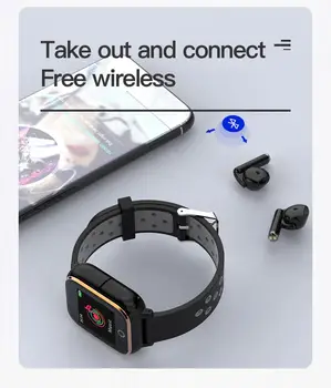 M6 Pametno Gledati TWS Slušalke MP3 3 v 1 Pametna zapestnica Poln na Dotik Srčni utrip Tracker Krvni Tlak Šport Smart Manžeta