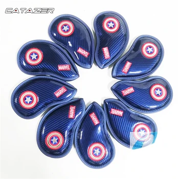 Marvel Likalniki Glavo Pokriva PU Usnje Captain America Golf Klubi Železa Headcover Set za Moški Ženske Golf Klub Glavo Zajema
