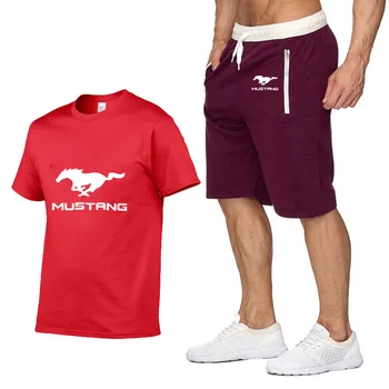 Mens Kratki rokav Mustang avto Logotip Poletje, Mens t Shirt Harajuku T-Shirt visoko kakovostne Bombažne Majice hlače obleko Šport