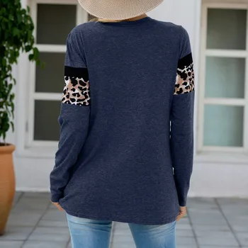 Moda Leopard Mozaik Bluzo Majica Svoboden O-Vrat Vrhovi Priložnostne Jeseni, Pozimi Ženske Ženske Ženske Dolg Rokav Blusas Puloverju