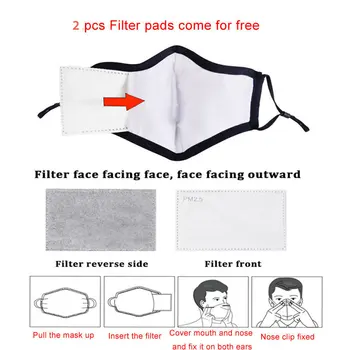 Moda PM2.5 filter za Masko Brathable Bombaž Usta Masko oglje, Filter Papir Stroj Maske za enkratno uporabo Elastično Držalo