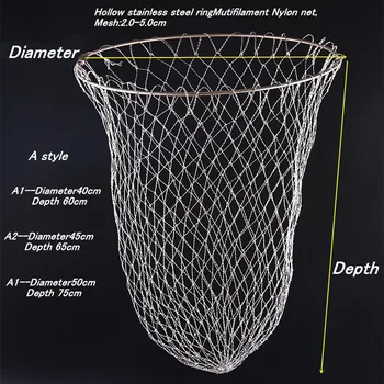 Močno premer 60 cm dip neto vodja ribiške mreže iz nerjavečega jekla obroč ribiško mrežo na prostem turck neto dipneting žlico neto