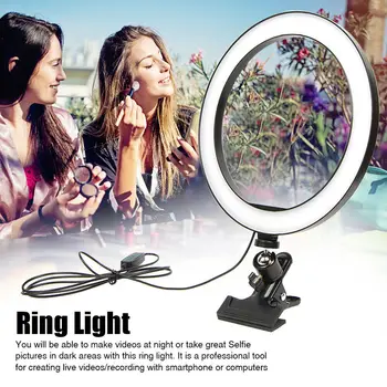 Možnost zatemnitve 26 cm USB LED Selfie Obroč Lučka Lučka za Kamero Telefona, Video Ličila Svetlobe s Stojalom Clip Sponko za Živo Studio Youtube