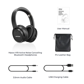 Mpow H19 Brezžične Slušalke ANC Bluetooth 5.0 Slušalke 30H Igralnega Časa Aktivni šumov Slušalke Globok Bas Za Računalnik