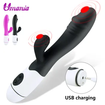 Nadgradnjo G Spot Vibrator Rabbit Vibrator za Ženske USB Charge Vagine, Klitoris Massager 30 Hitrosti Silikonski Dvojno Vibracije Seks Igrače