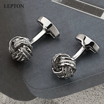 Najnovejši Kovinski Vozel zapestne gumbe za Mens Lepton Novosti Design Vozlov manšetni Moških Poslovnih francoski Rokavi Manšete Cufflink gemelos