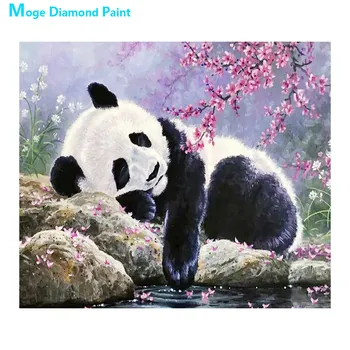 Napping Manjši Panda Diamond Slikarstvo Cartoon Živali Krog Polni Sveder Nouveaute DIY Mozaik Vezenje 5D Navzkrižno Šiv Doma Dekor