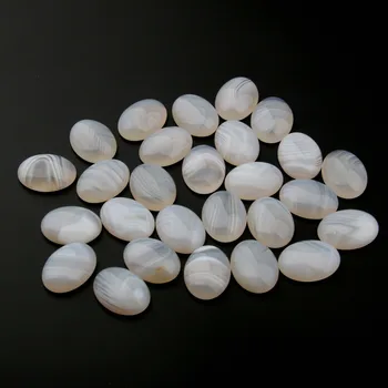 Naravni Kamen Chrysoprase Belo Črtasto Agate Ovalne Jajce Obliko 15X20mm Ne Luknjo Kroglice za DIY Nakit