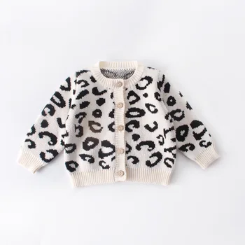 Newborn Baby Dekle Romper Bombaž Otroška Jopico Pulover Romper Baby Girl Obleke Jeseni Leopard Pletene Otroška Oblačila Jumpsuit