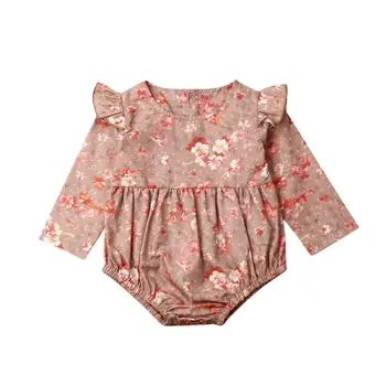 Newborn Baby Dekleta Obleke Cvet Romper Jumpsuit Bodysuit Splošno Obleko Set