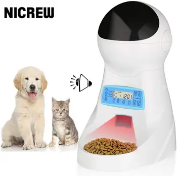 NICREW Samodejno Pet Napajalni 3L Hrane za Hišne živali Razpršilnik Z Glasovno Snemanje Za Srednje Majhen Pes, Mačka LCD Zaslon Za 4-Krat