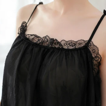 Nightgowns Ženske Čipke Mozaik Sladko Plus Velikost 4XL Svoboden Stilsko Seksi More Špageti Trak Ženska Sleepwear korejskem Slogu