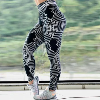 NORMOV Ženske Vaja Dokolenke Push Up Holografski Črni 3D Tiskanje Kovin Leggins Visoko Pasu Šport Dokolenke Fitnes Legging