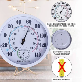 Notranja Zunanja Vreme Termometer, Higrometer, Vrtni Zid Termometer za Teras,nobena Baterija Ne Higrometer 10 cm Premera