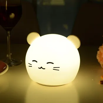 Nova Imeti Mačka, Psa, Prašiča Panda LED Night Light Touch Senzor Pisane Časovnik USB Polnilne Silikonski Lučka za Otroke, Otroci Darilo