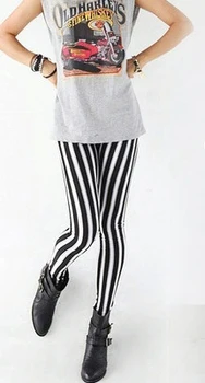 Nova Lady Moda Suh Elegancija Poglej Navpične Črte Zebra Dokolenke Hlače Koristno