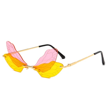 Nova Moda Rimless sončna Očala blagovne Znamke Design Ženske Letnik Kovin, Metulj, Sonce očala Luksuzni Očala UV400 Odtenki Očala Oculos